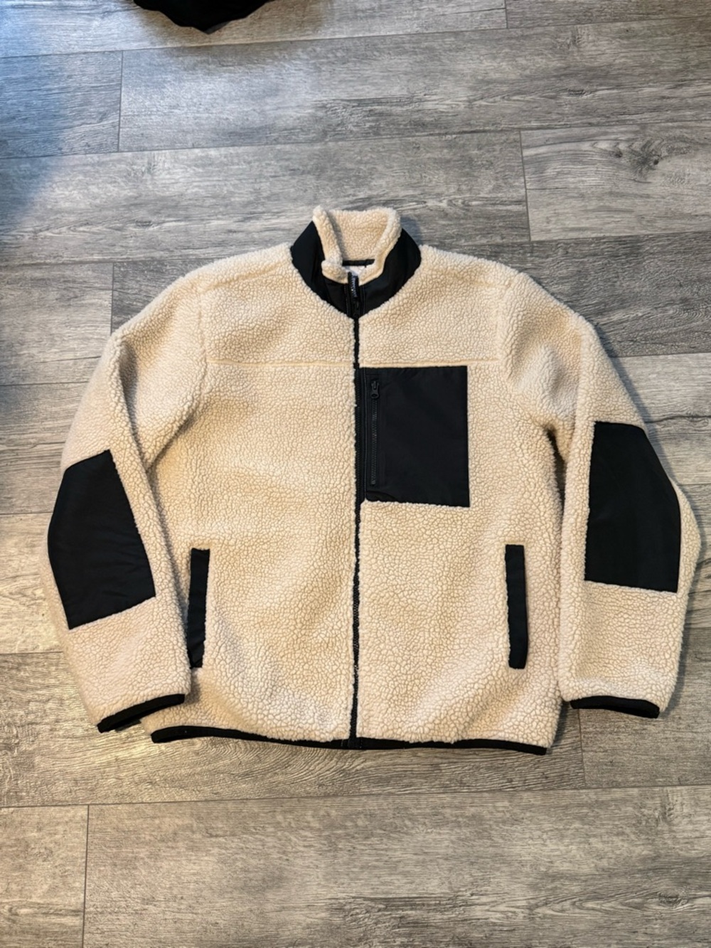Sonoma Cream Sherpa Fleece Jacket with Black Trim